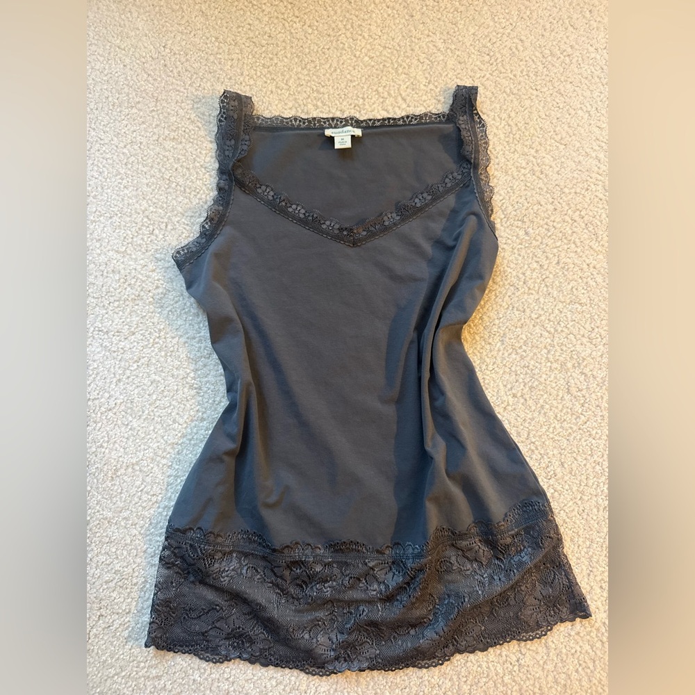 Y2K Gray Lace-Trim Camisole
